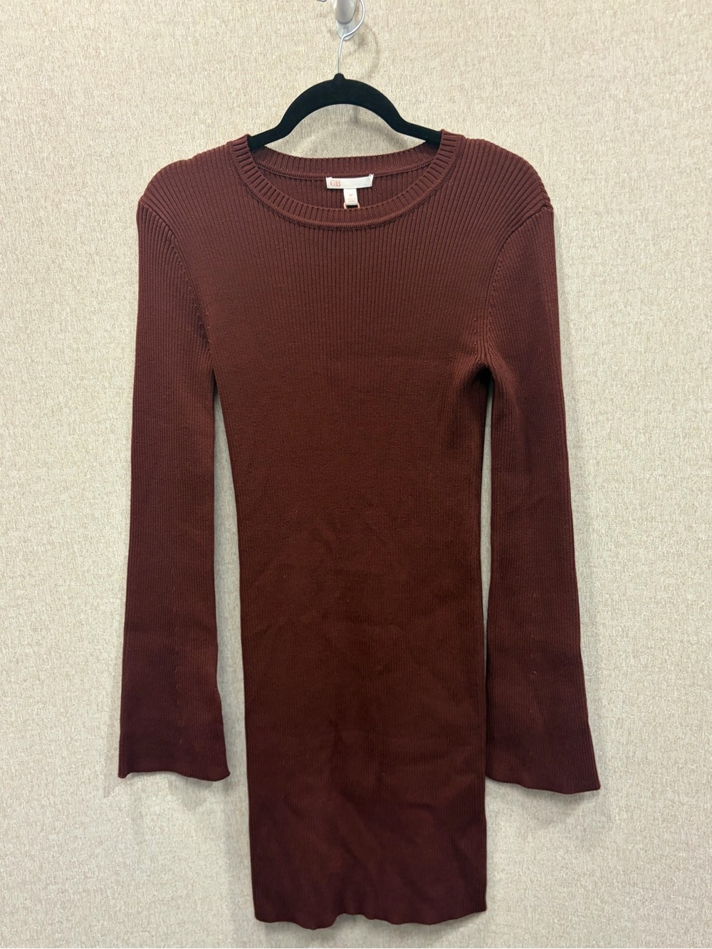 GB Ribbed Long Sleeve Knit  Sweater Dress - Deep Burgundy NWT